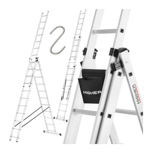 aluminijske-profi-produzne-ljestve-3x11-visina-7-m-slika-253807613 Trodijelne aluminijske ljestve 3x11, visina 7 M - Slika 1