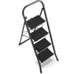 Sklopive kućne ljestve, 4 stepenice, crne - Slika 6