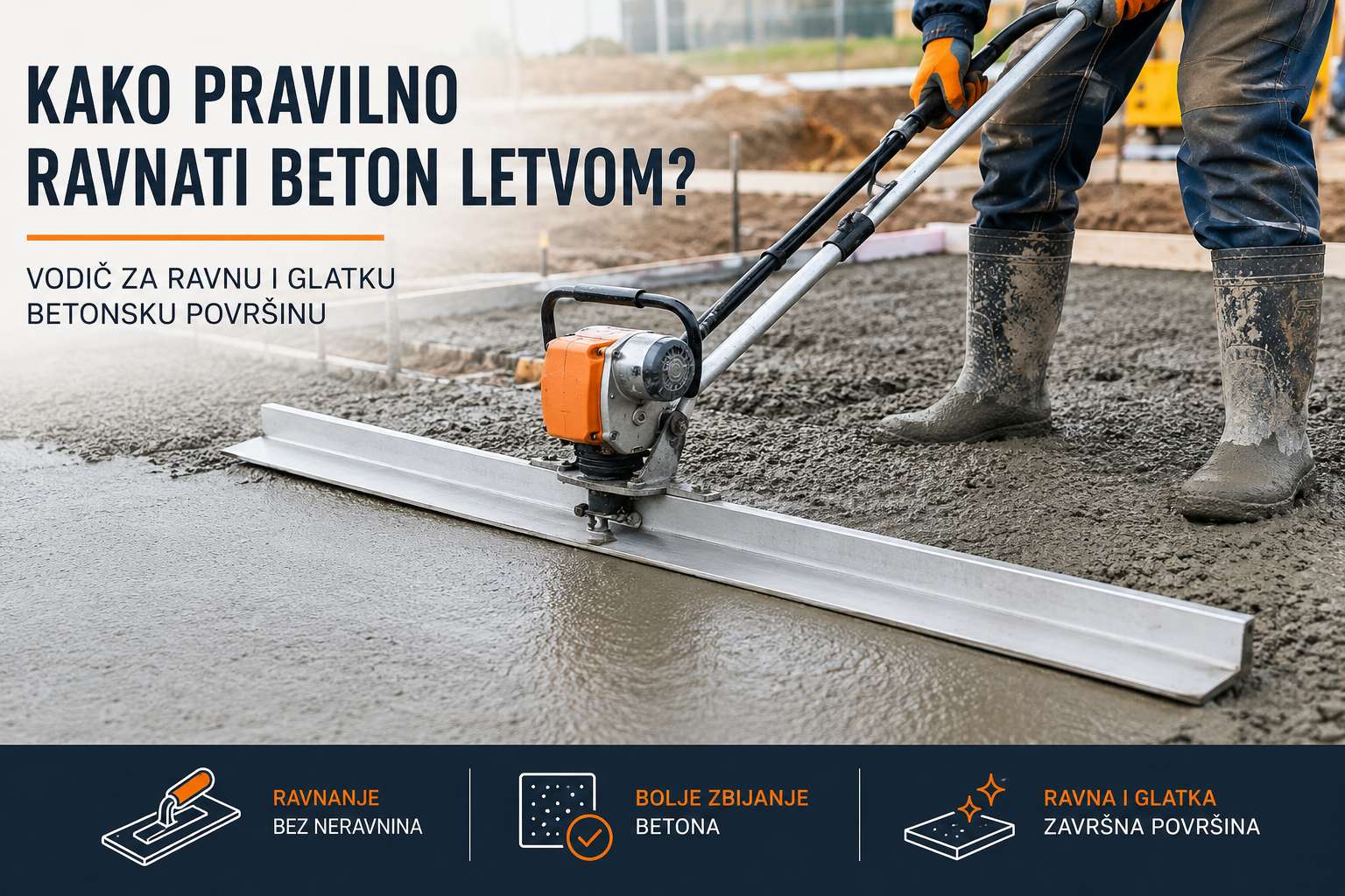 Kako pravilno ravnati beton letvom, Vodic za ravnu i glatku betonsku povrsinu
